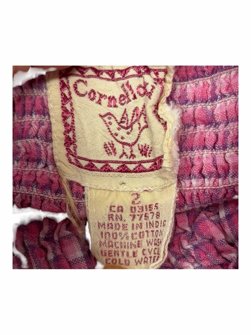 Cornelloki Pink Plaid Smocked Dress Size 2 Sundress April Cornell Embroidered 2T